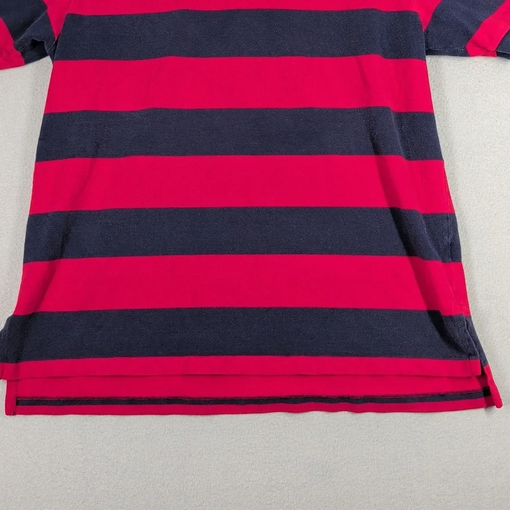 Polo Ralph Lauren Polo Shirt‎ Mens XL Red Navy Blue Striped Cotton Short Sleeve